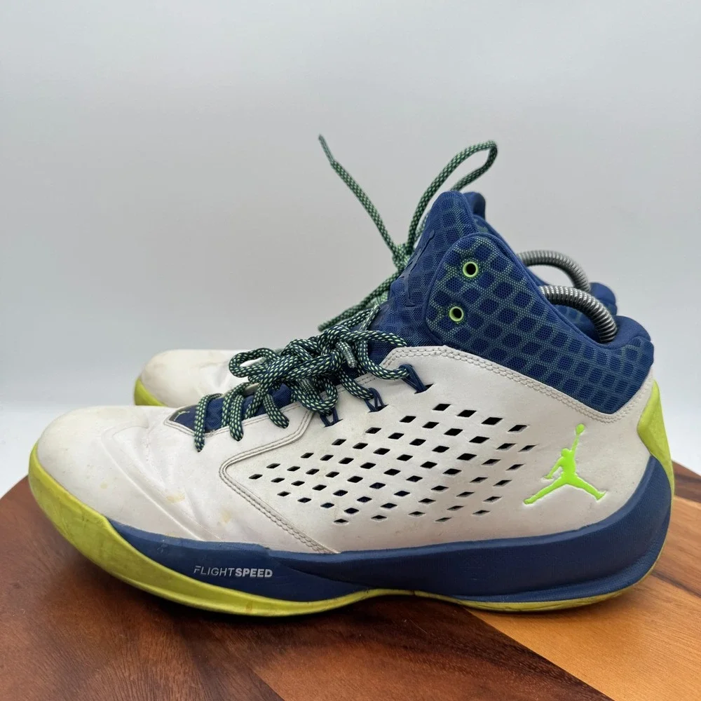 Jordan Rising High Shoes Mens 12 White Insignia Blue Ghost Green Sneakers